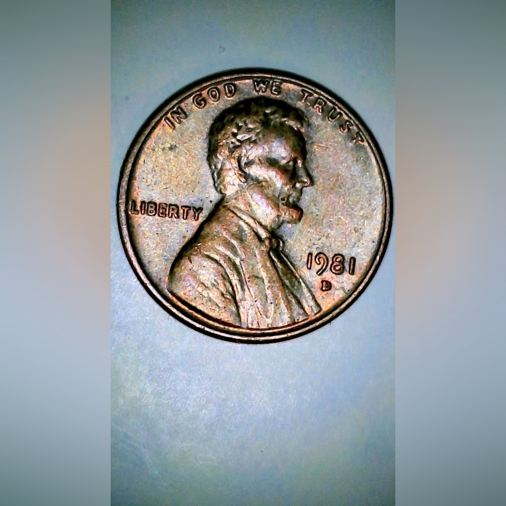 1981 D Penny  offset obverse
